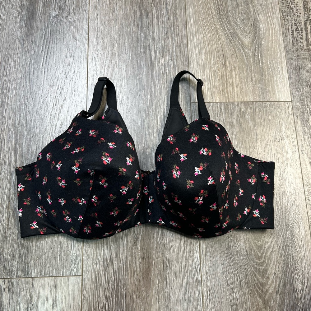 Cacique Balconette Black Floral Underwire Bra 44DD